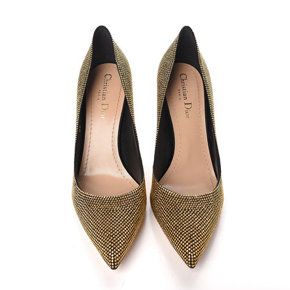 Christian Dior Calfskin Studded Pumps 38.5 Black Gold 10 of 11