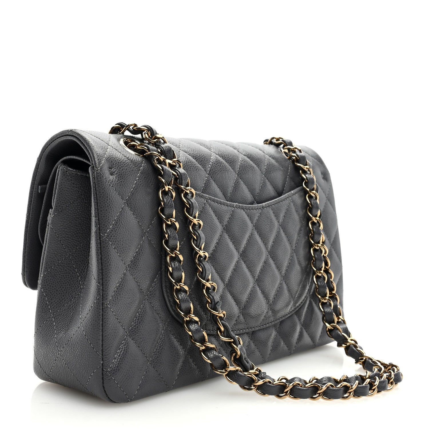 Chanel Caviar Quilted Medium Double Flap Dark Grey 3 of 9