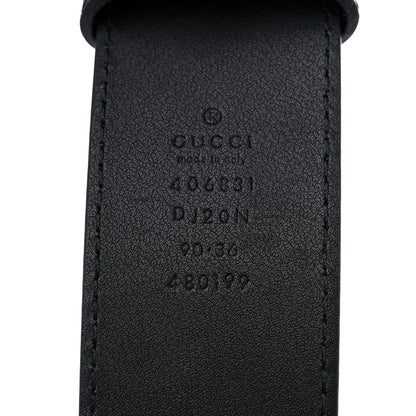 Gucci Textured Dollar Calfskin Nickel Double G 40mm Belt 90 36 Black 3 of 4