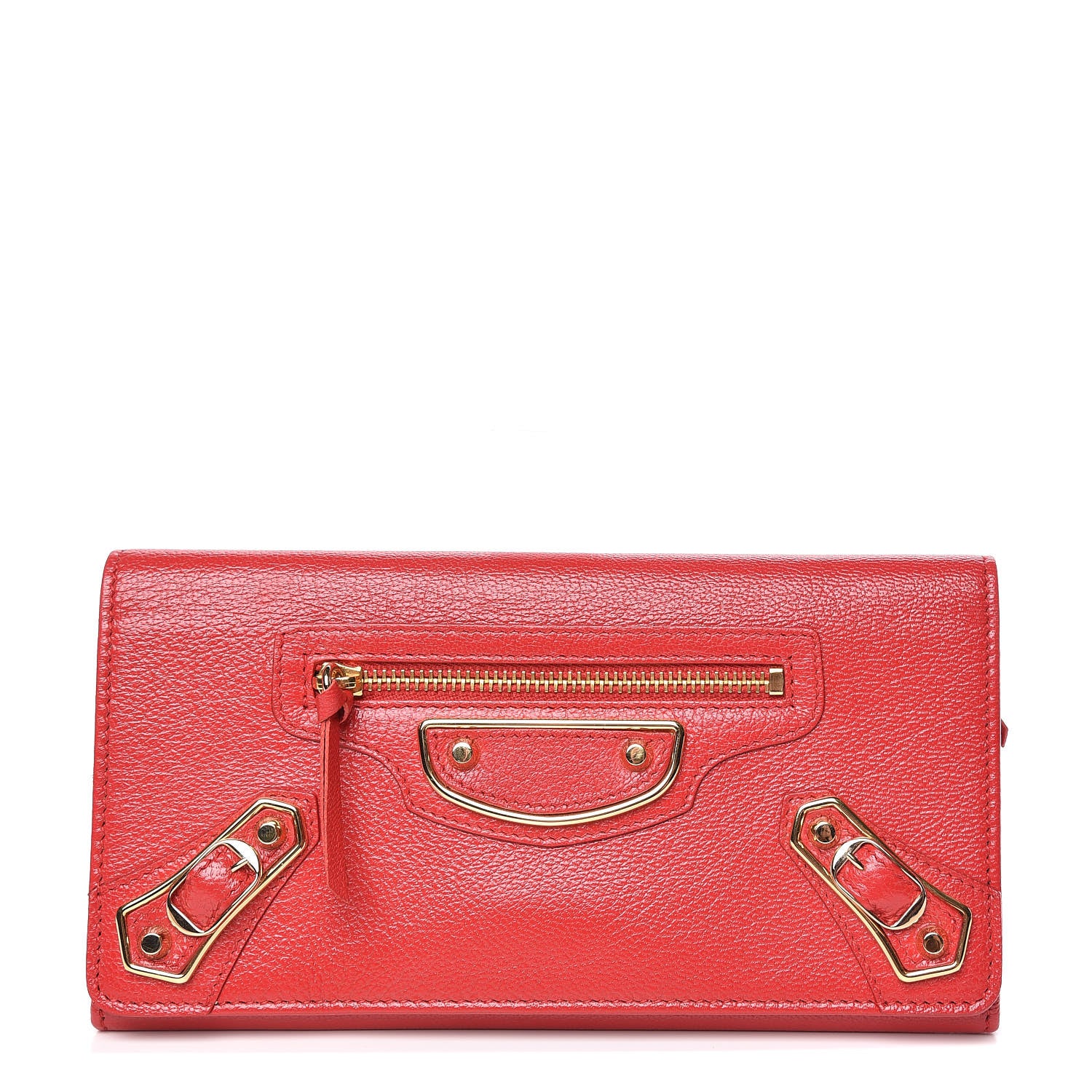 Balenciaga Chevre Gold Metallic Edge Hardware Money Wallet Rouge Grenade 1 of 8
