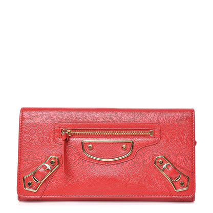 Balenciaga Chevre Gold Metallic Edge Hardware Money Wallet Rouge Grenade 1 of 8