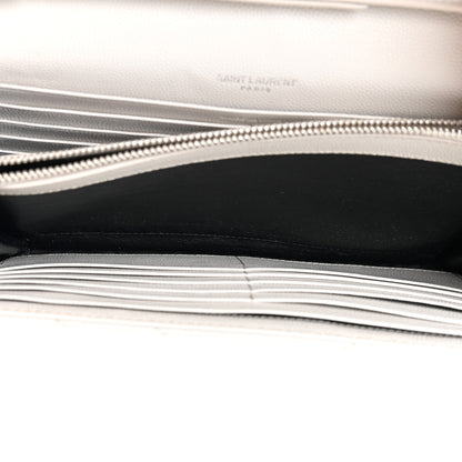 Saint Laurent Grain De Poudre Matelasse Chevron Monogram Chain Wallet Optical White 5 of 16