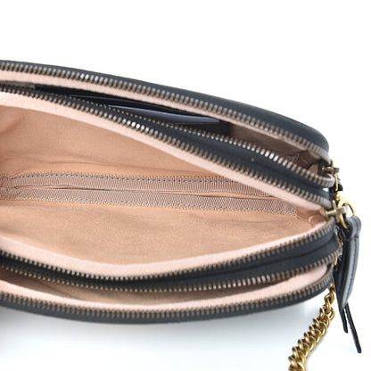 Gucci Calfskin Matelasse Mini GG Marmont Chain Crossbody Bag Black 6 of 13