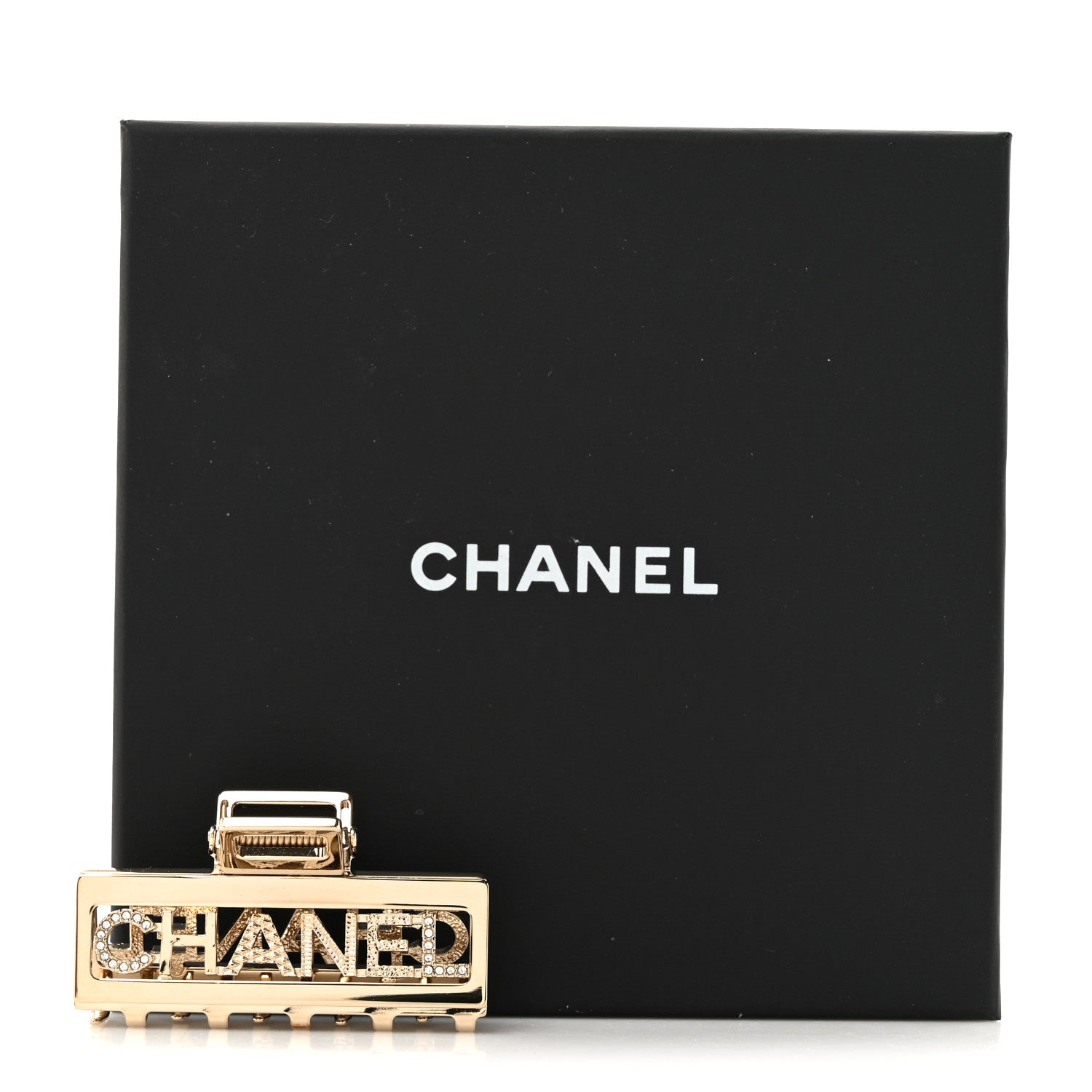 Chanel Metal Crystal CC Hair Clip Gold 4 of 4