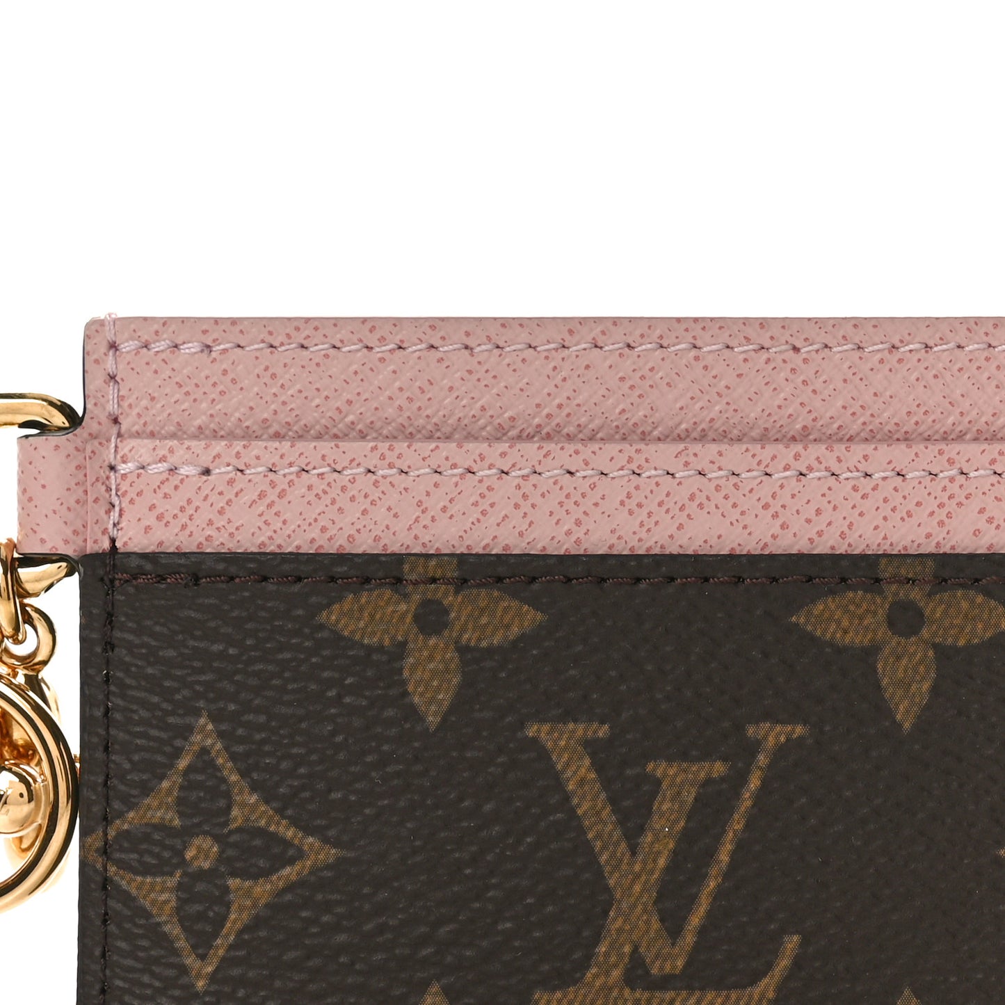 Monogram LV Charms Card Holder Rose Ballerine
