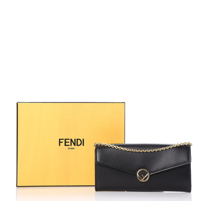 Fendi Vitello Liberty Lucido F is Fendi Continental Envelope Wallet On Chain Black 9 of 10