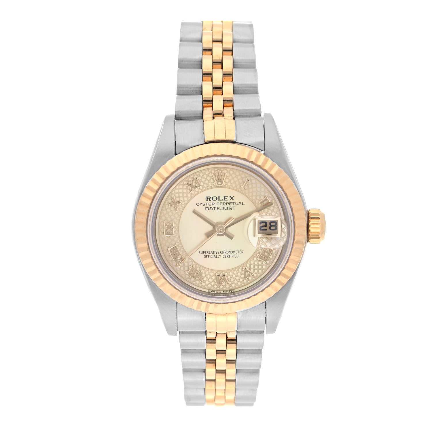 Rolex Stainless Steel 18K Yellow Gold Mother of Pearl 26mm Oyster Perpetual Datejust Watch Champagne 79173 1 of 5