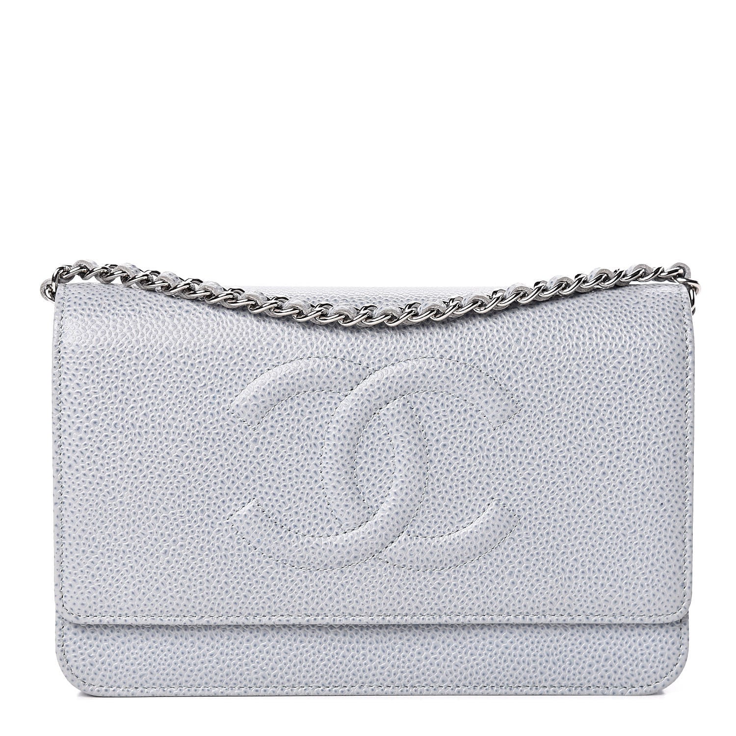 Chanel Caviar Timeless CC Wallet On Chain WOC Light Blue 1 of 12