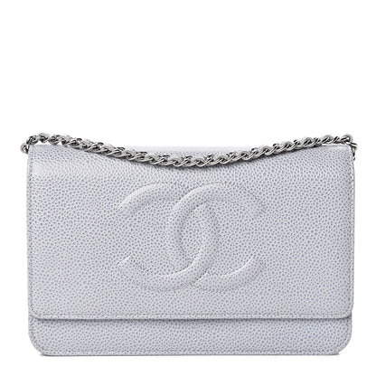 Chanel Caviar Timeless CC Wallet On Chain WOC Light Blue 1 of 12