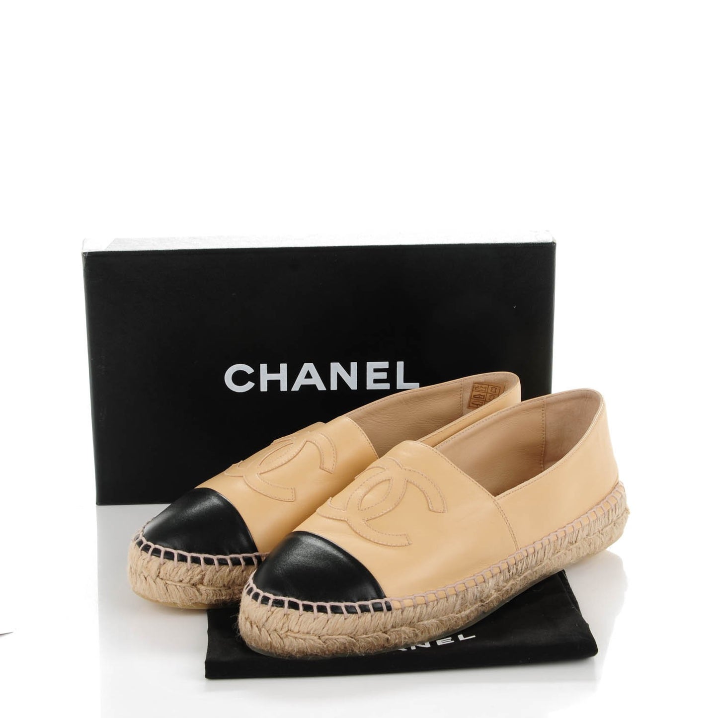 Lambskin CC Espadrilles 40 Beige Black