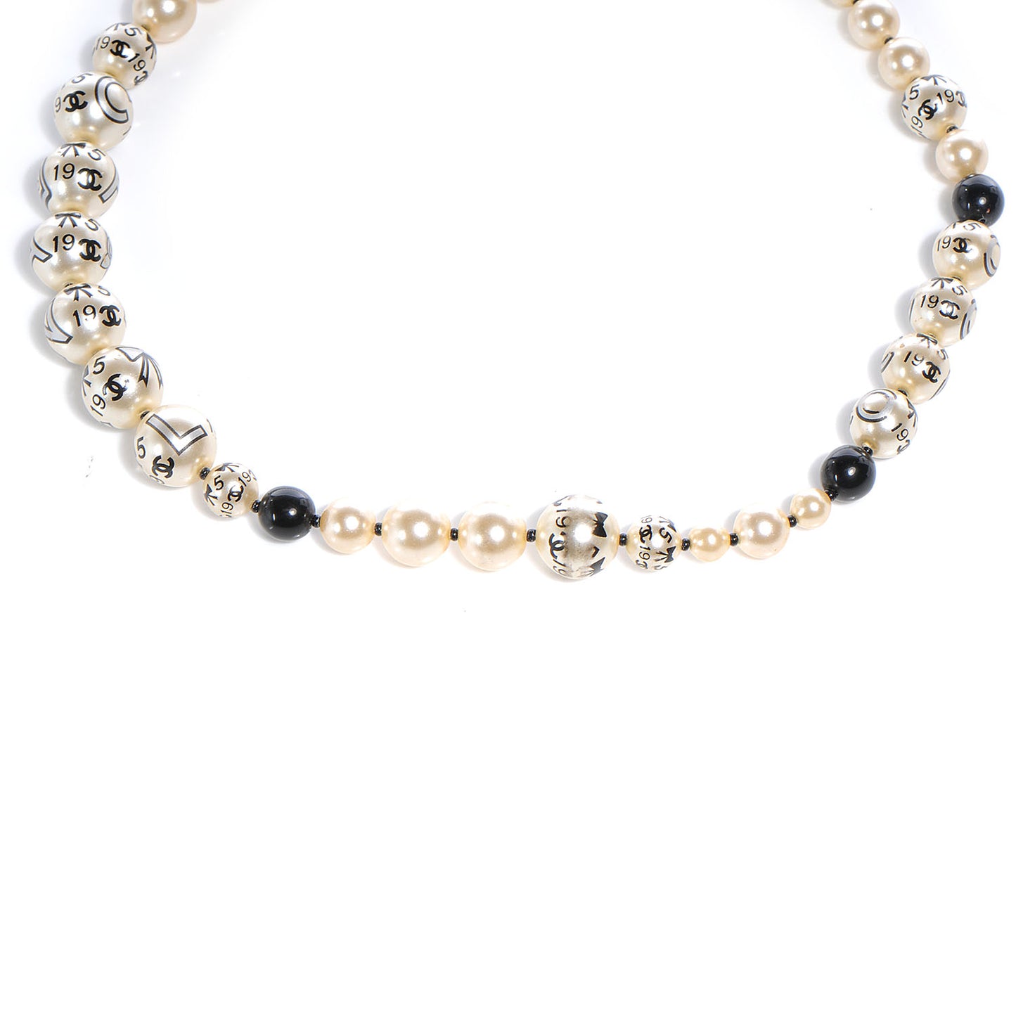 Pearl CC Coco Choker Necklace Ivory Black Gold