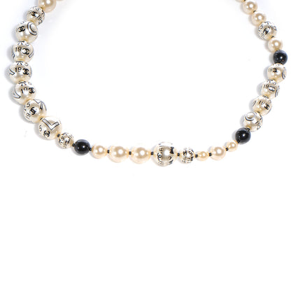 Chanel Pearl CC Coco Choker Necklace Ivory Black Gold 1 of 5