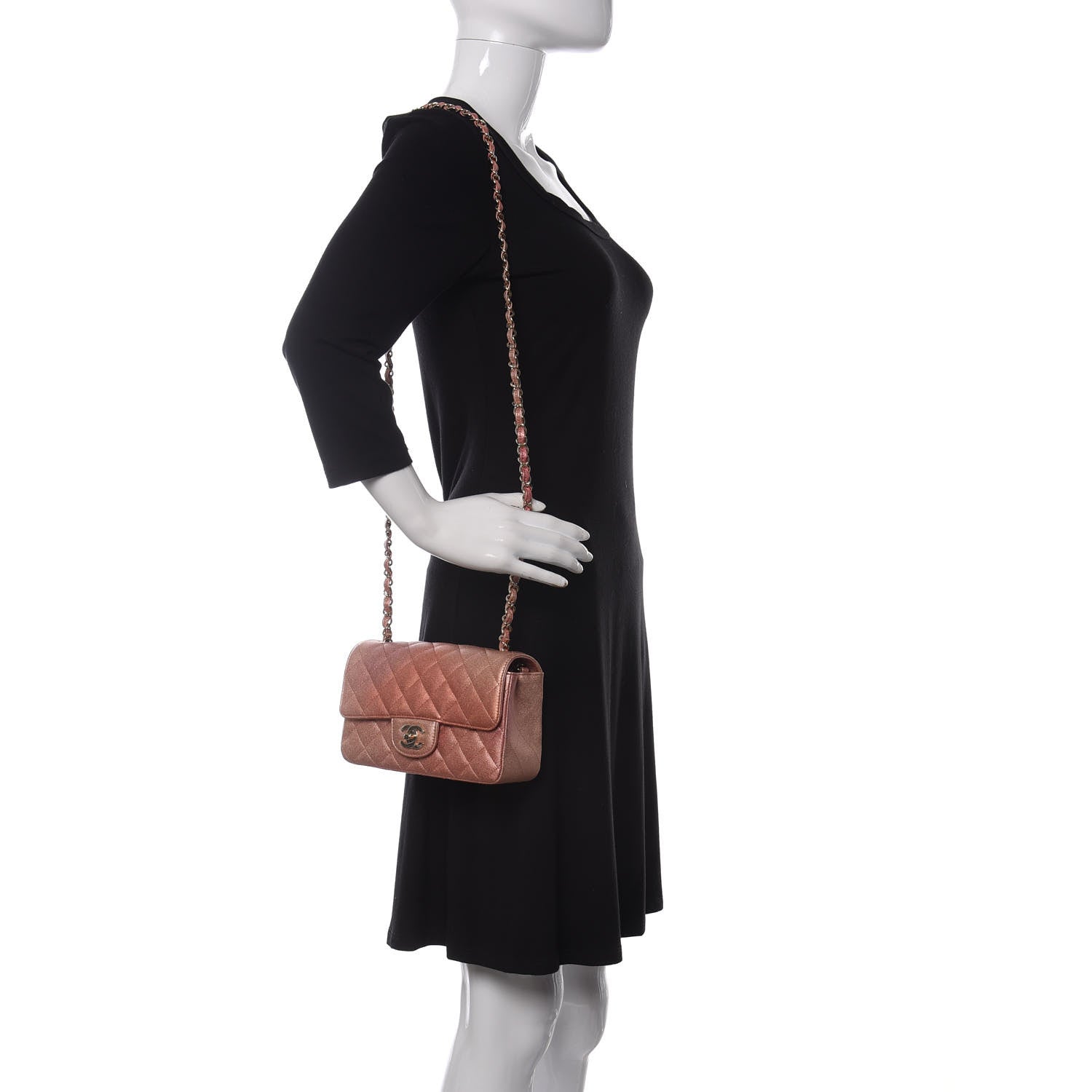 Chanel Metallic Lambskin Quilted Ombre Mini Rectangular Flap Pink 2 of 11