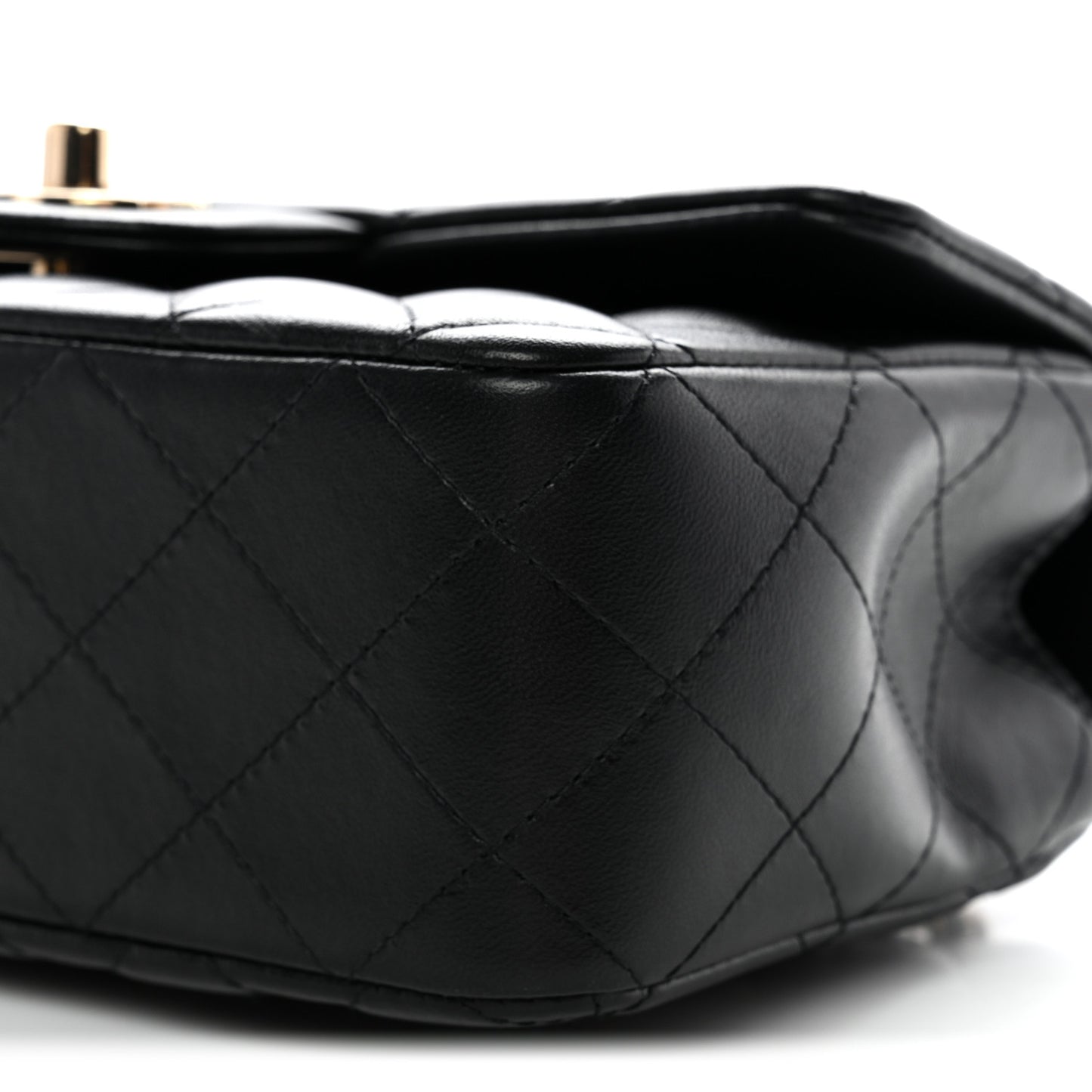 Lambskin Quilted Mini Top Handle Rectangular Flap Black