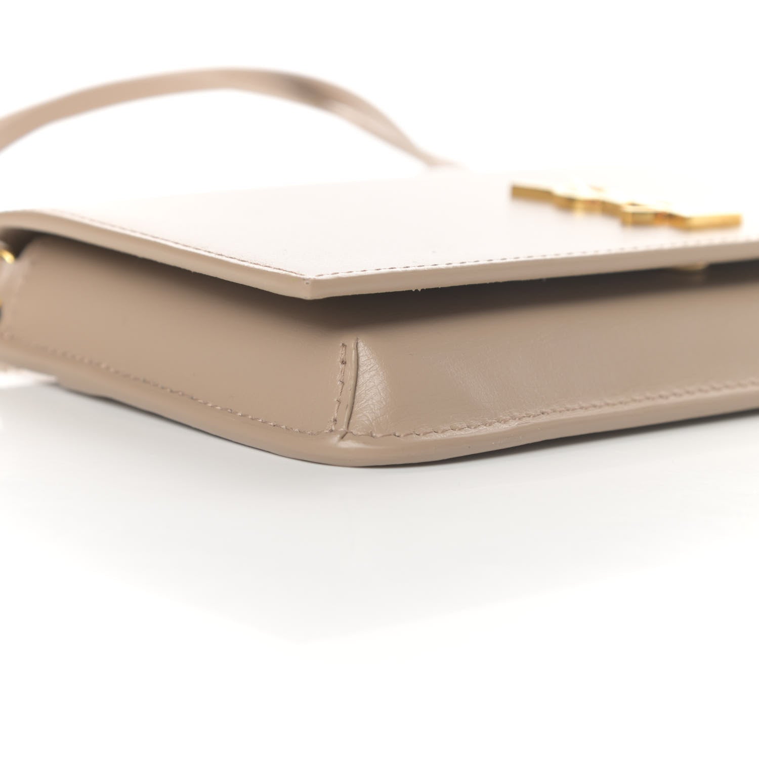 Saint Laurent Smooth Calfskin Monogram Phone Holder Crossbody Dark Beige 9 of 10