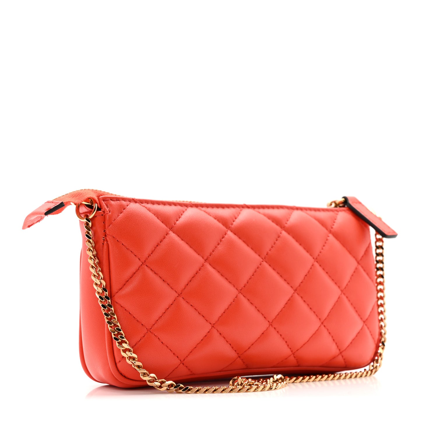 Nappa Quilted Tribute Icon Pouch Dark Orange