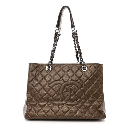 Chanel Metallic Caviar Quilted Grand Shopping Tote GST Bronze 1 of 10