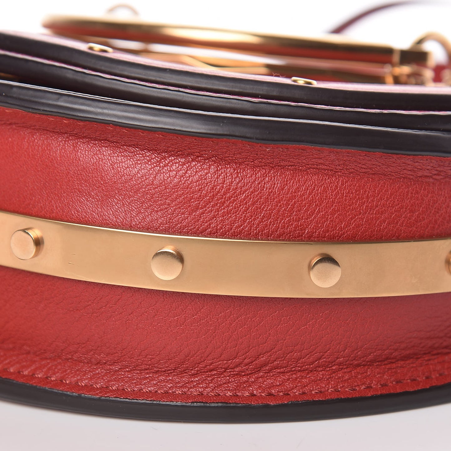 Calfskin Small Nile Bracelet Minaudiere Bag Dahlia Red