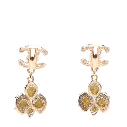 Chanel Resin CC Drop Earrings Gold 3 of 5