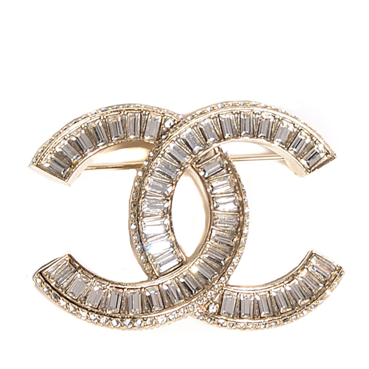 Chanel Baguette Crystal C Brooch Silver 1 of 5