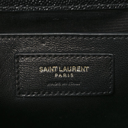 Saint Laurent Grain De Poudre Matelasse Chevron Medium Monogram Satchel Black 6 of 8