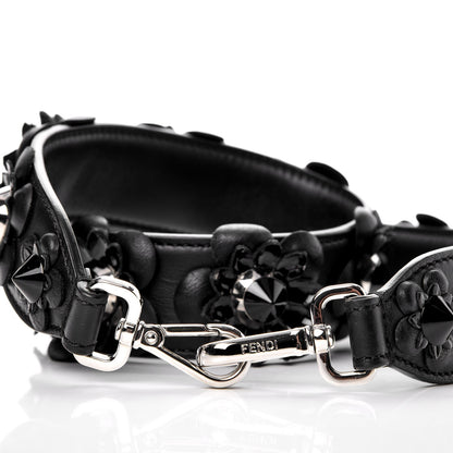 Fendi Vitello Dolce Nappa Patent Flowerland Studded Strap You Black 2 of 4