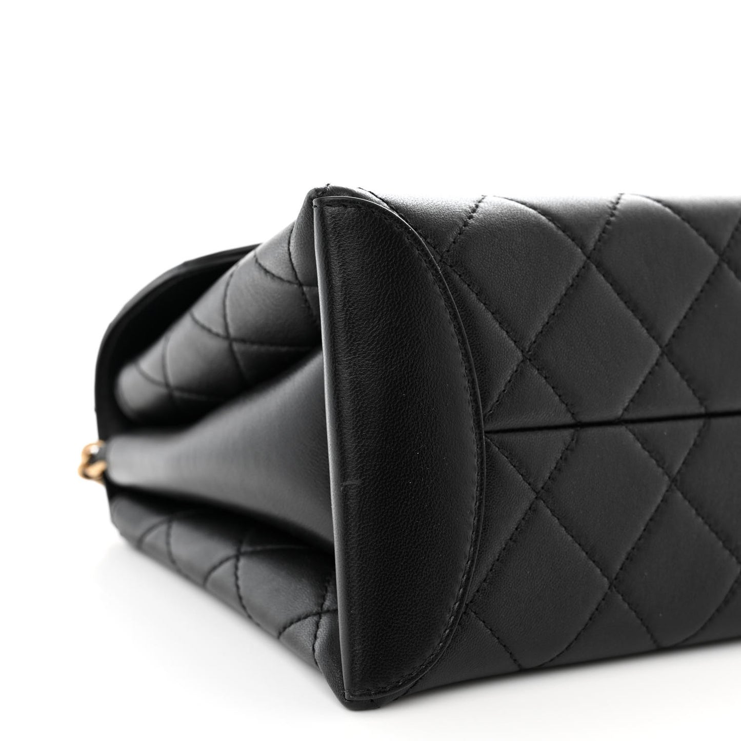 Lambskin Quilted Large Trendy Spirit Top Handle Bag Black