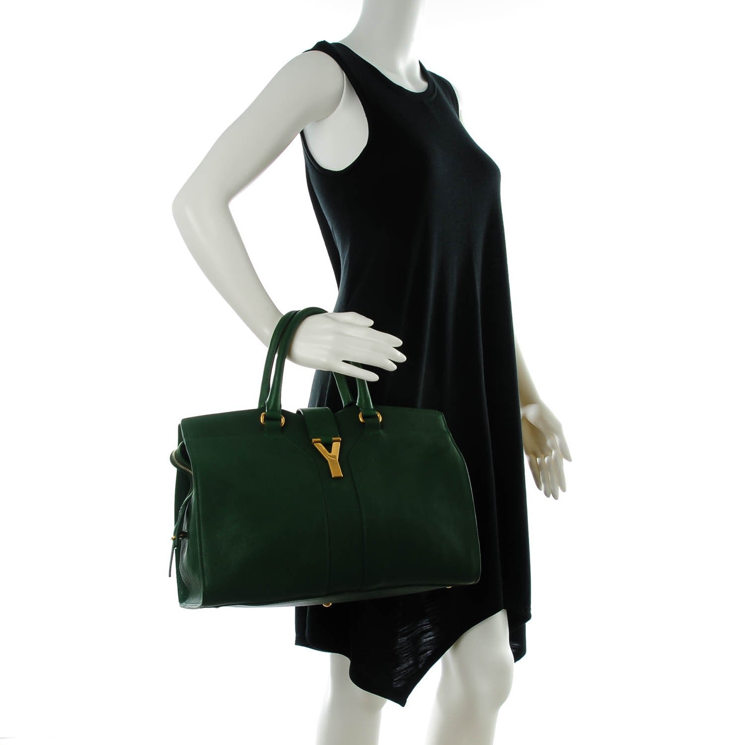 Saint Laurent Sheepskin Medium Cabas ChYc Tartan Green 2 of 7