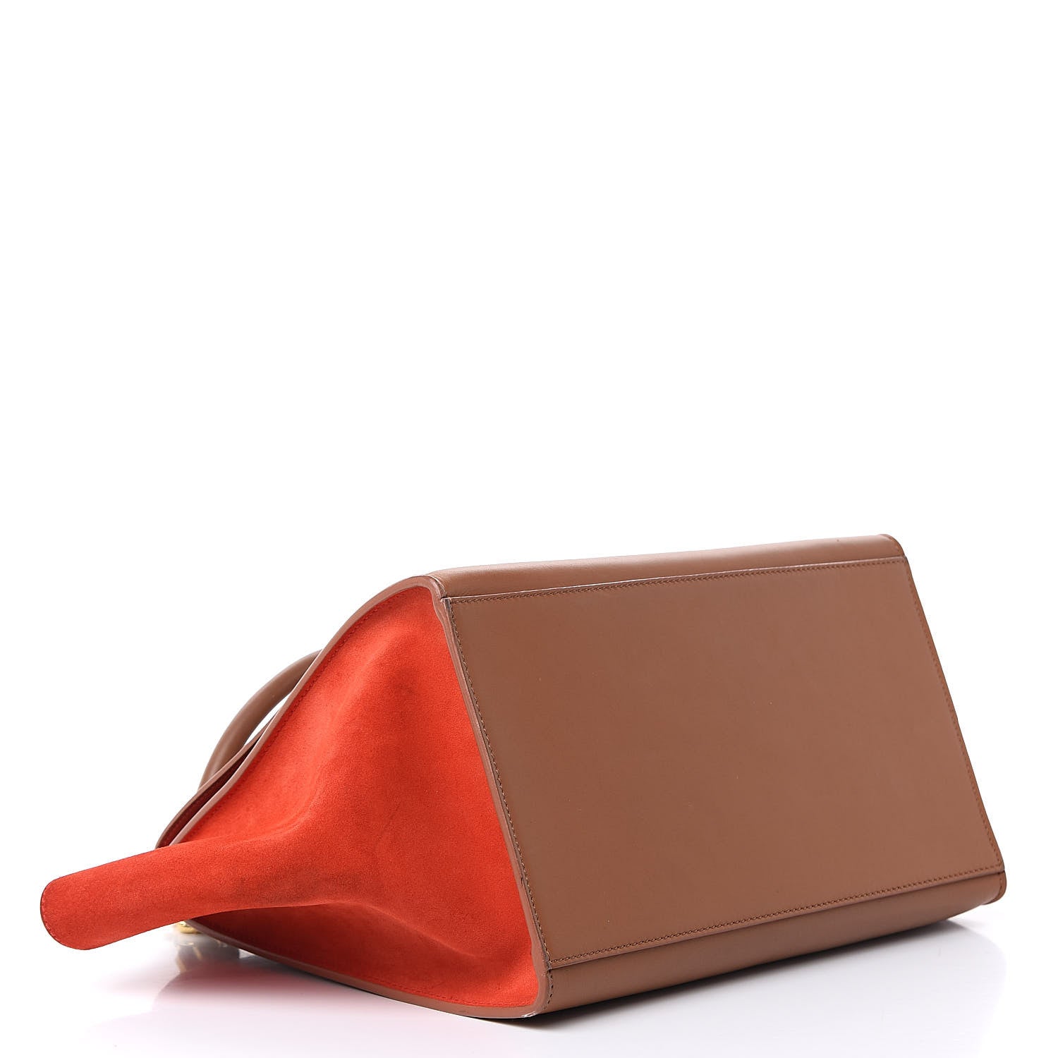 Celine Natural Calfskin Suede Medium Bi-Color Trapeze Tan 4 of 14