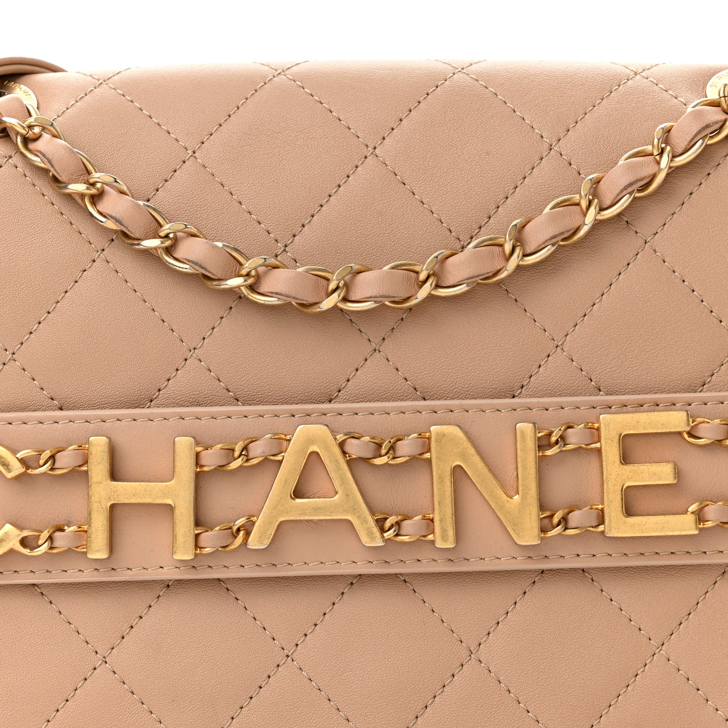 Chanel Calfskin Quilted Enchained Flap Beige 8 of 10