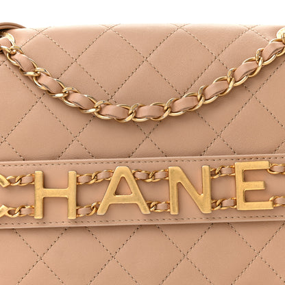 Chanel Calfskin Quilted Enchained Flap Beige 8 of 10