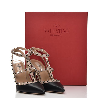Valentino Garavani Nappa Rockstud Ankle Strap Pumps 38.5 Black Poudre 7 of 7