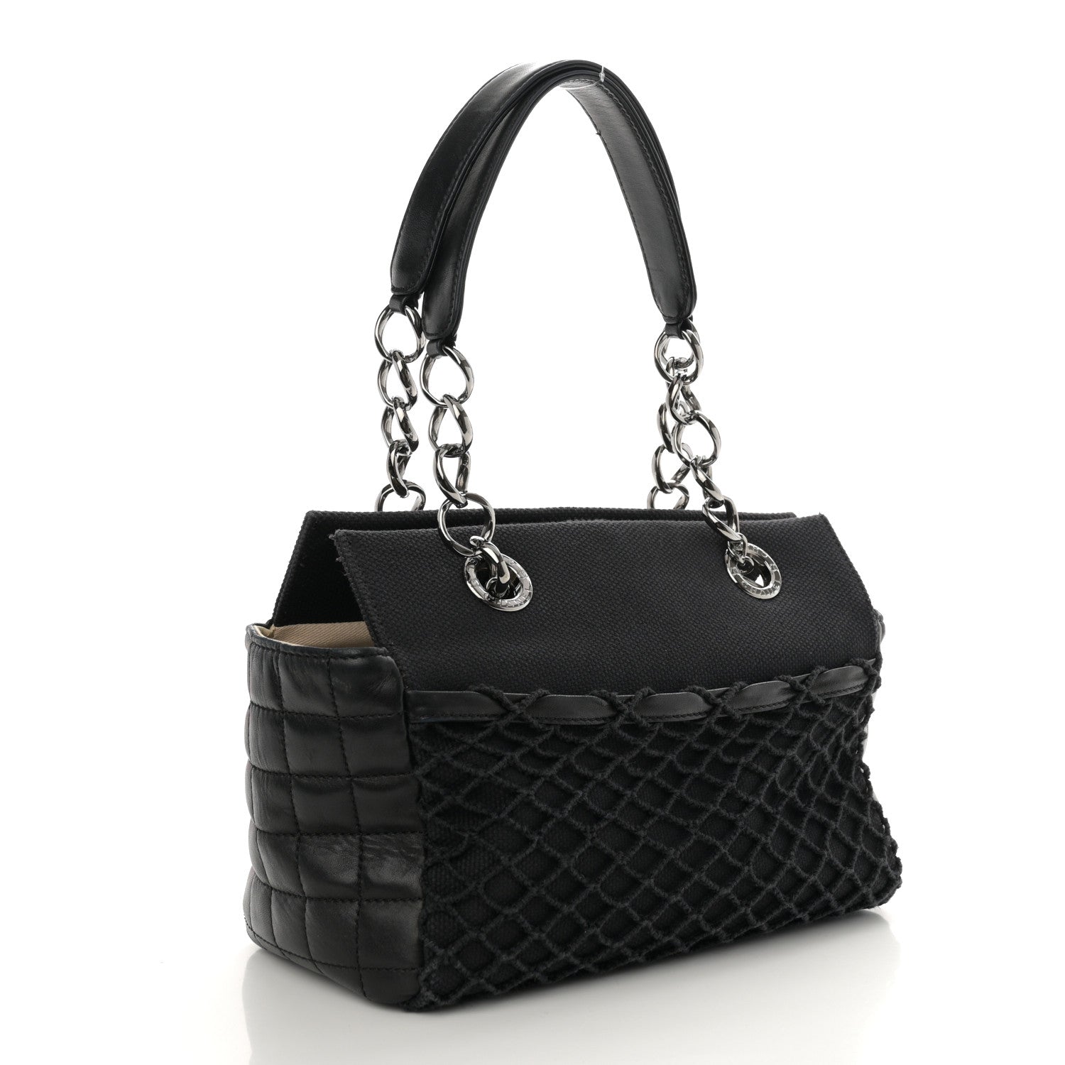 Chanel Lambskin Canvas Chocolate Bar CC Shopping Tote Black 3 of 12