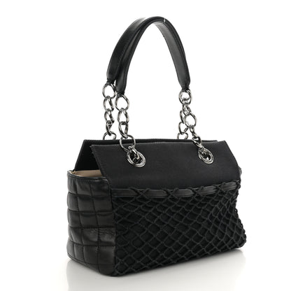 Chanel Lambskin Canvas Chocolate Bar CC Shopping Tote Black 3 of 12