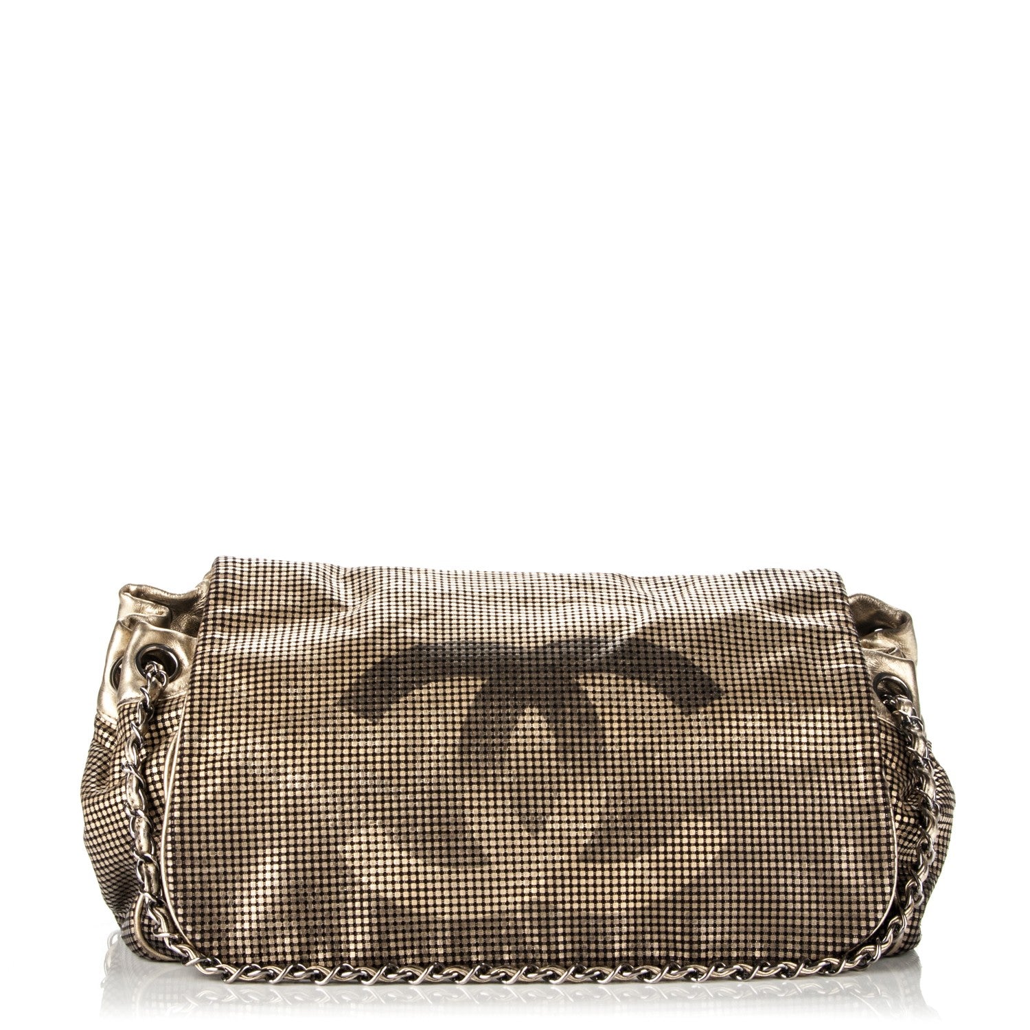 Chanel Metallic Lambskin Perforated Hollywood Accordion Flap Bag Gold 1 of 8