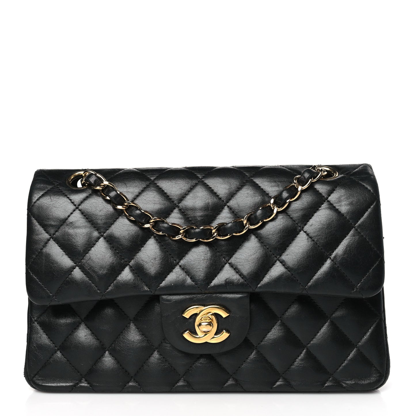 Lambskin Quilted Small Double Flap Black