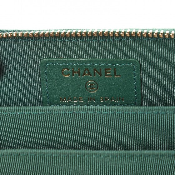 Chanel Metallic Caviar Quilted Zip Coin Purse Green 6 of 8