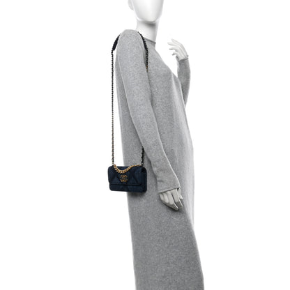 Chanel Denim Quilted Chanel 19 Flap Phone Holder With Chain Blue 2 of 11