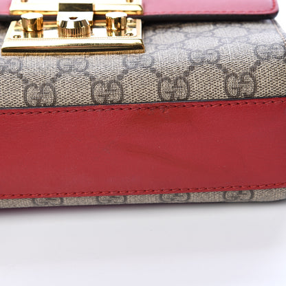 Gucci GG Supreme Monogram Calfskin Small Padlock Shoulder Bag Beige Hibiscus Red New Rosette 12 of 13