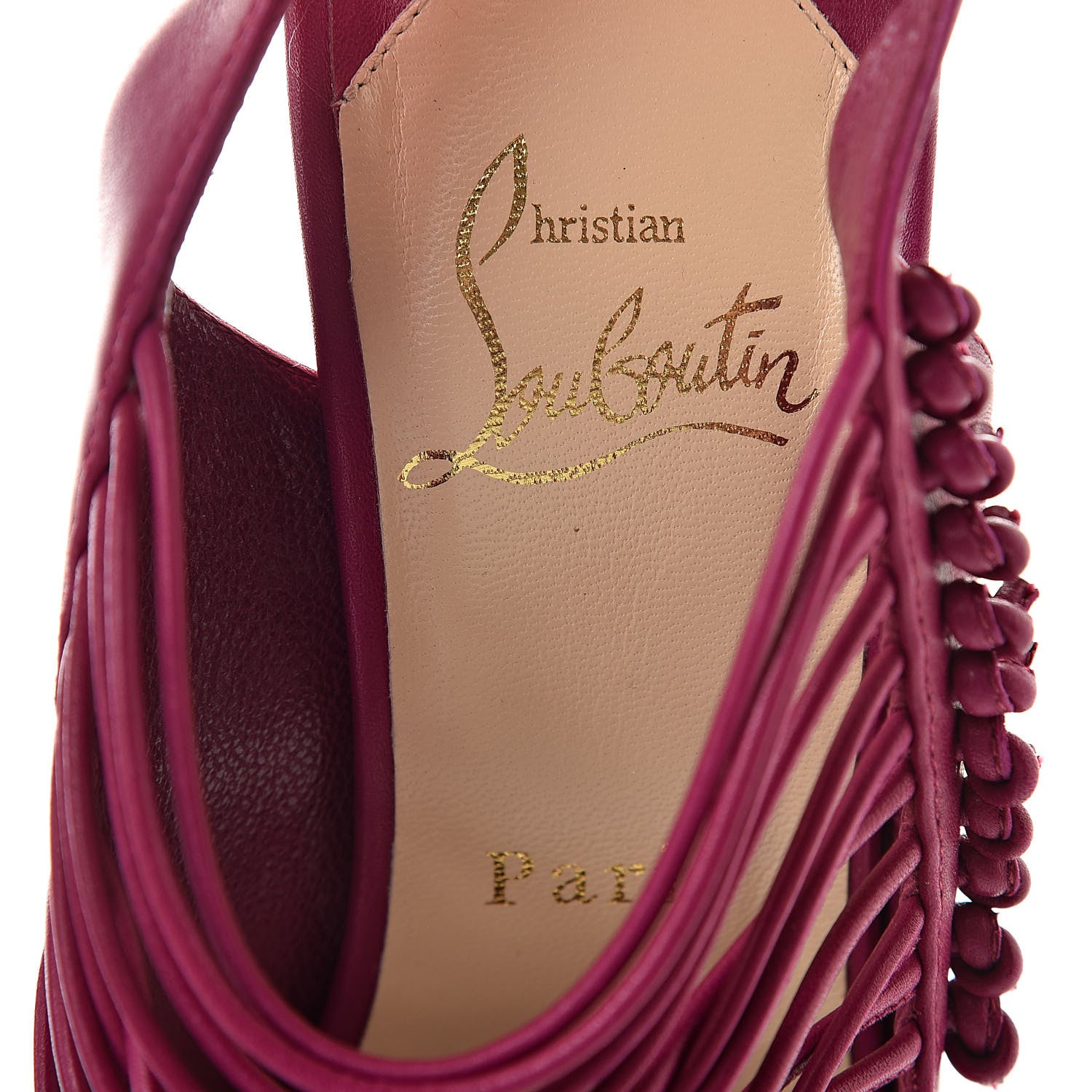 Christian Louboutin Calf VIP Mille Cordes 100 Pumps 37 Cranberry 6 of 13