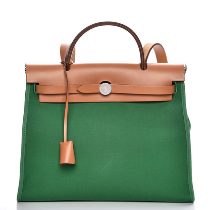 Hermes Vache Hunter Toile Herbag Zip 31 PM Cactus Natural 4 of 12