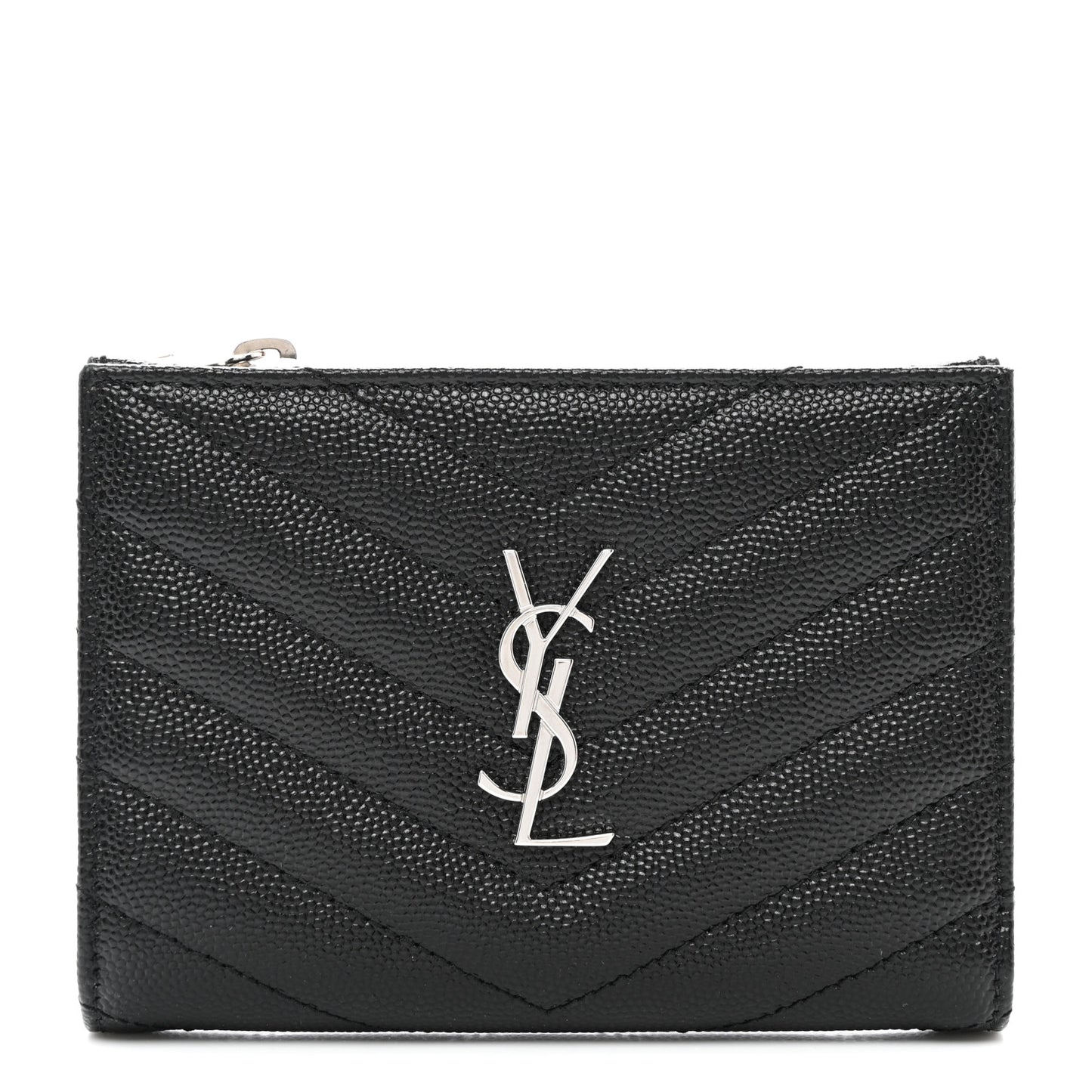 Grain De Poudre Matelasse Chevron Monogram Zipped Card Case Black