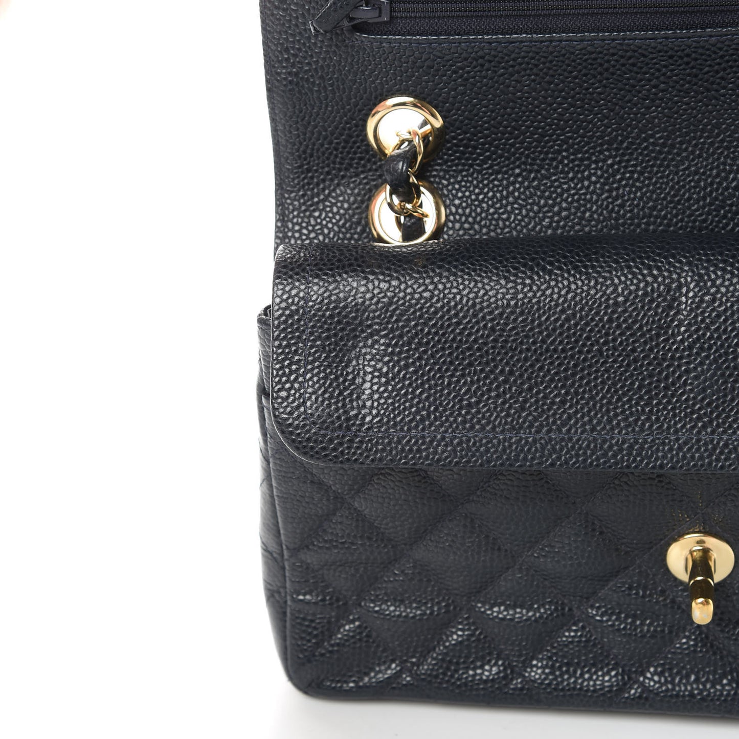 Caviar Quilted Small Double Flap Navy