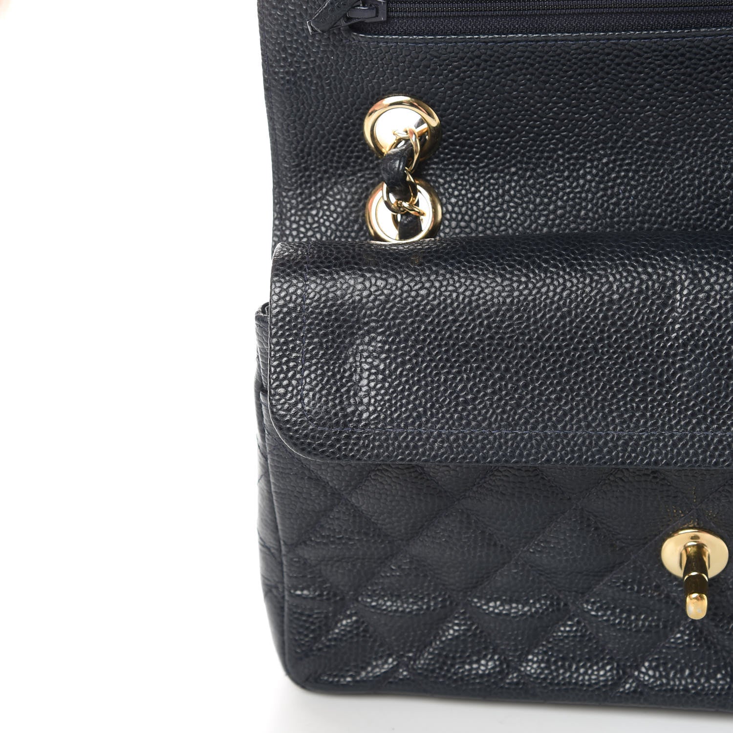Chanel Caviar Quilted Small Double Flap Navy 14 of 15