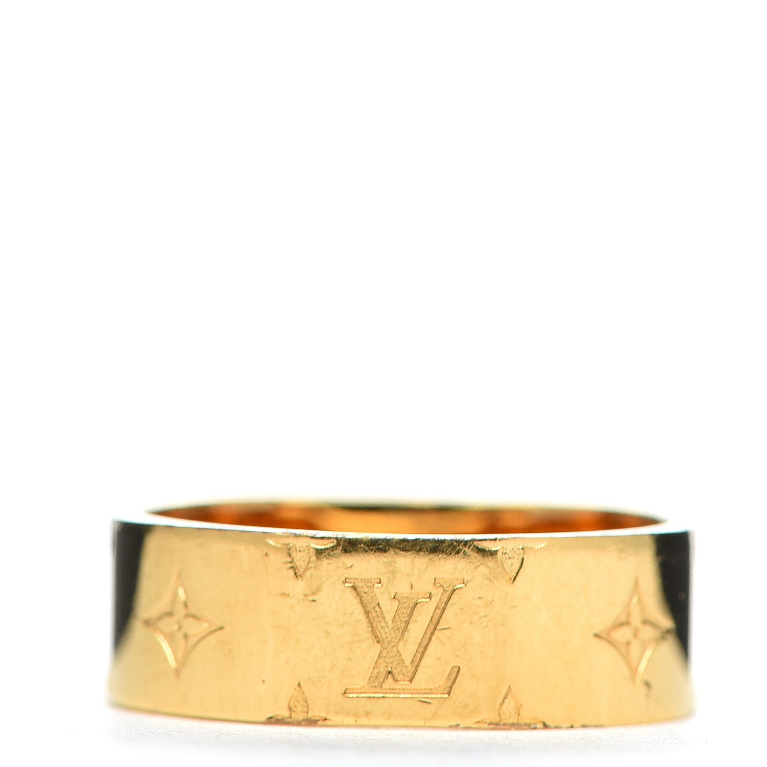 Louis Vuitton Brass Monogram Engraved Nanogram Ring S Gold 4 of 9