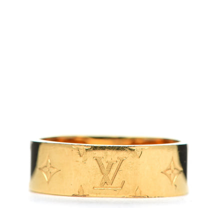 Louis Vuitton Brass Monogram Engraved Nanogram Ring S Gold 4 of 9