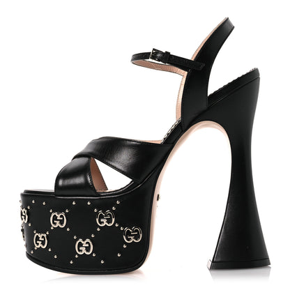 Gucci Malaga Kid Interlocking G Studs 155mm Platform Sandals 36 Perfect Black 1 of 12