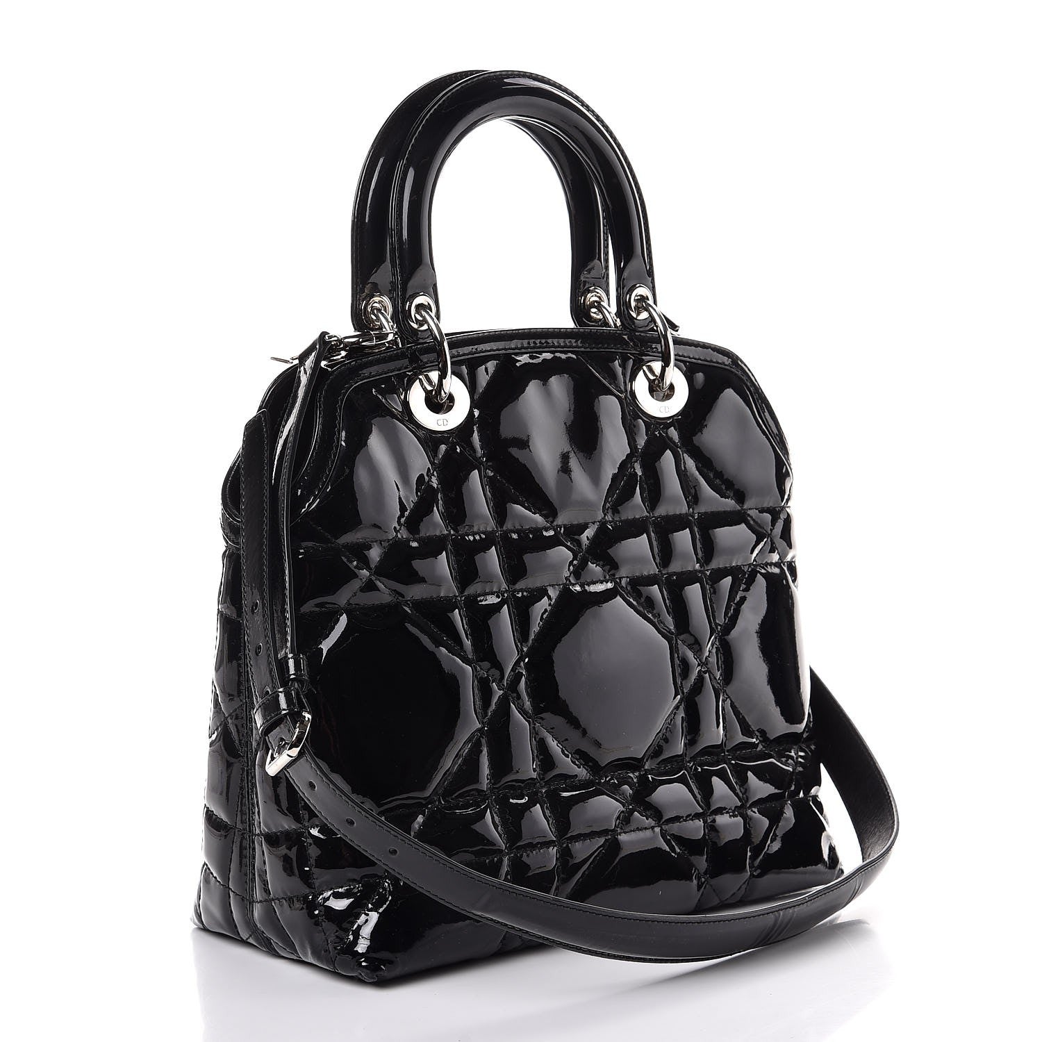 Christian Dior Patent Cannage Granville Small Tote Black 3 of 17