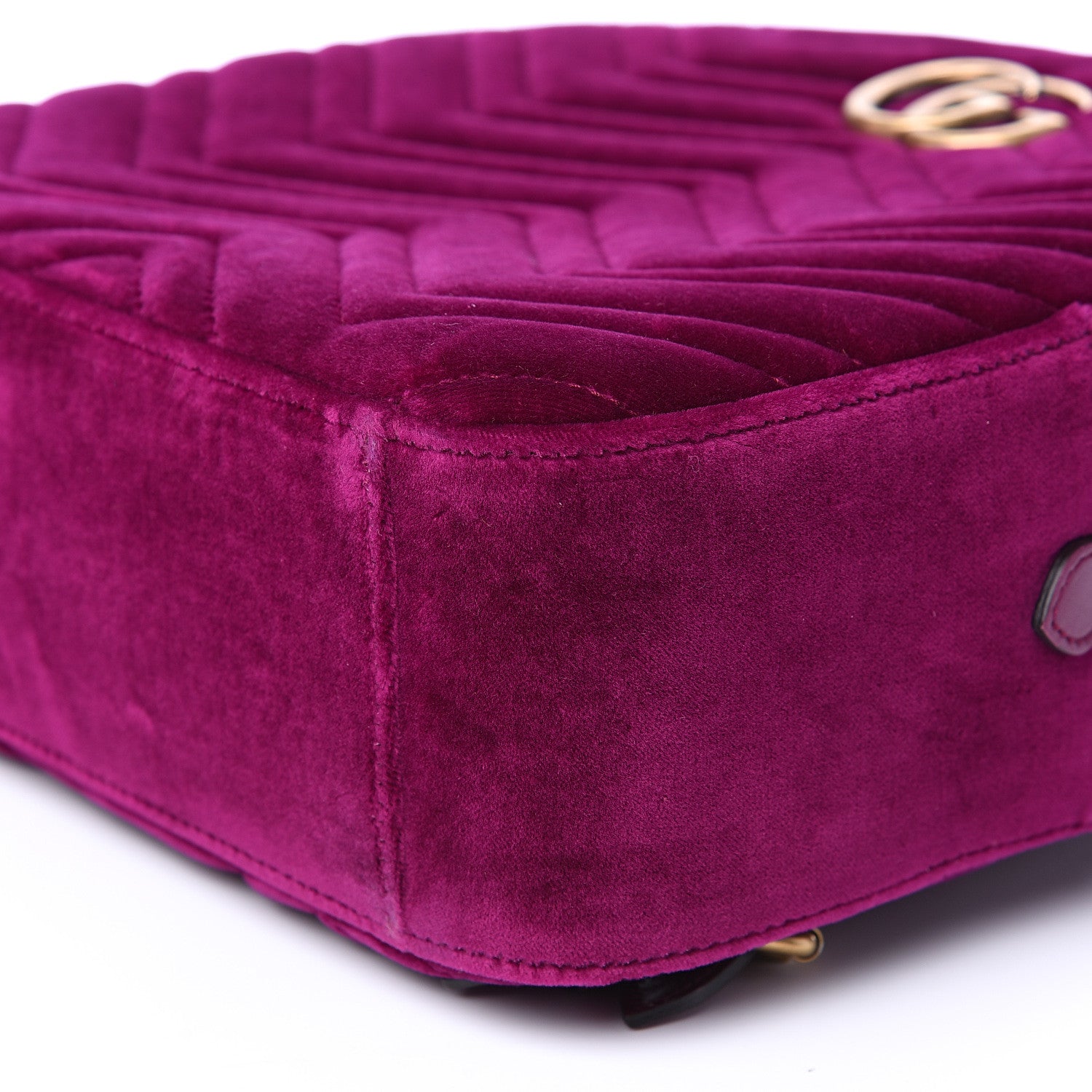 Gucci Velvet Matelasse GG Marmont Dome Backpack Fuchsia Violet Cyclamen 8 of 10