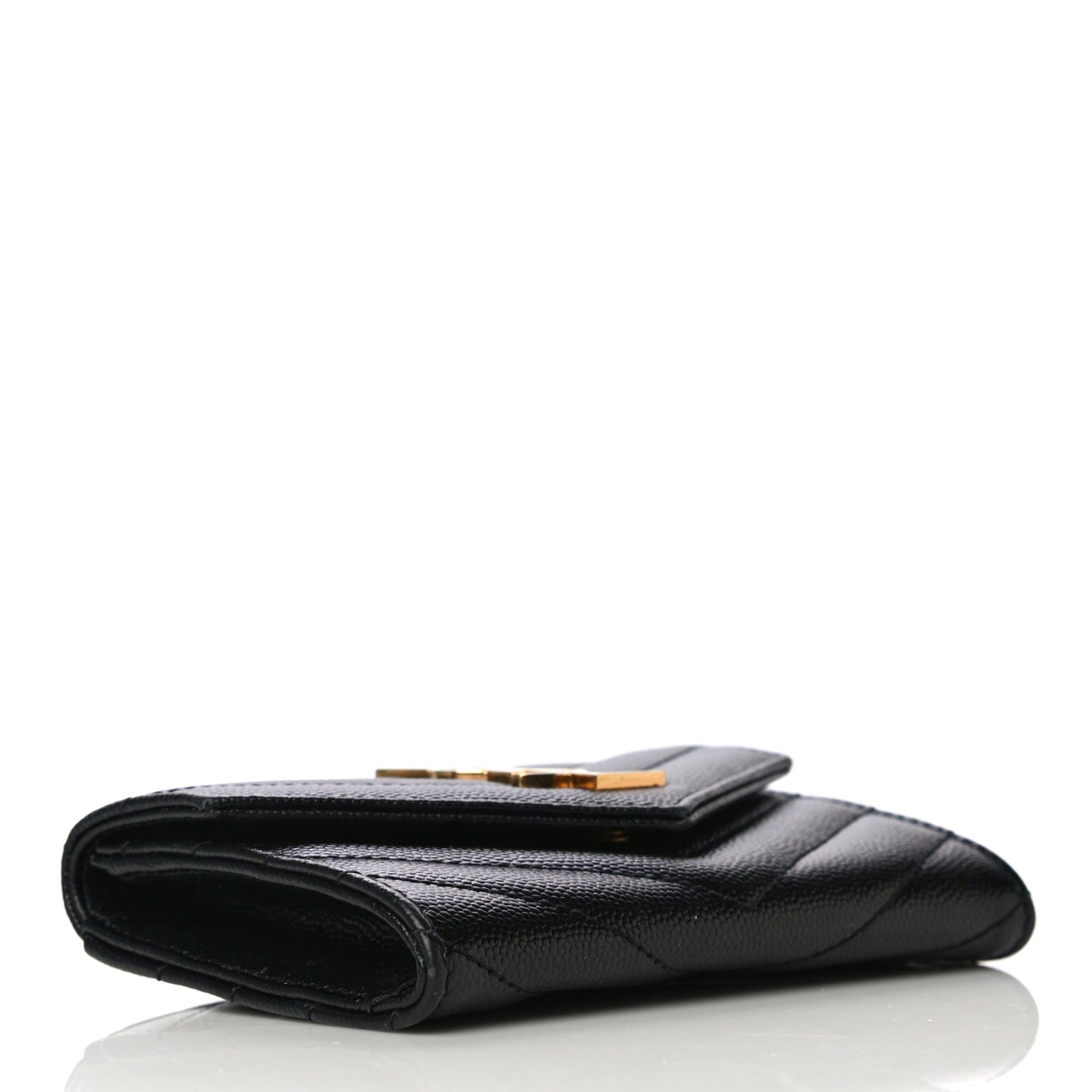 Grain De Poudre Matelasse Chevron Small Monogram Envelope Wallet Black
